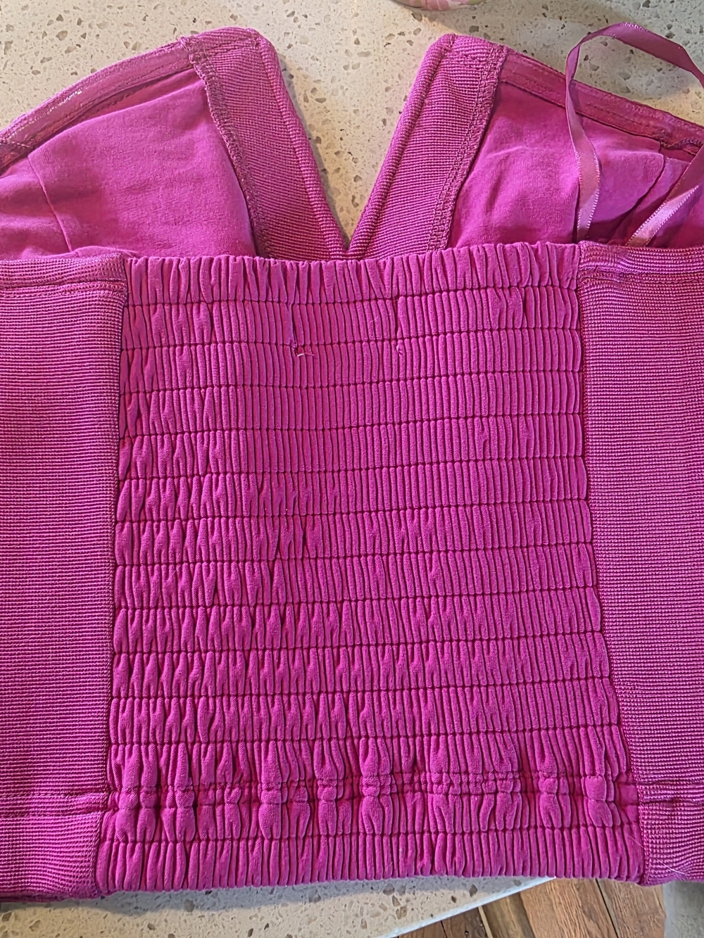 Maeve Bright Fuchsia Strapless Ribbed Crop Top - Picture 4 of 4
